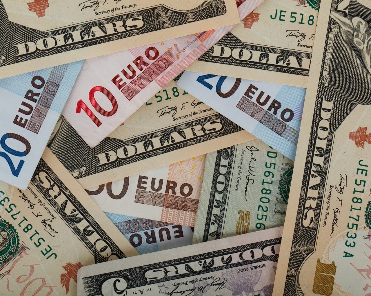 Обои деньги, валюта, доллары, евро, банкнота, money, currency, dollars, euro, bill разрешение 1920x1280 Загрузить