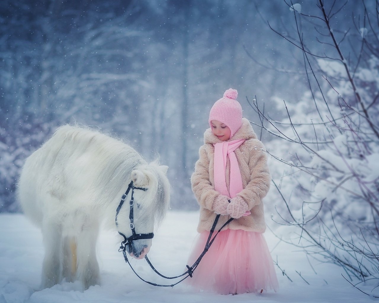 Обои зима, девочка, ребенок, пони, анна петрова, winter, girl, child, pony, anna petrova разрешение 1920x1200 Загрузить