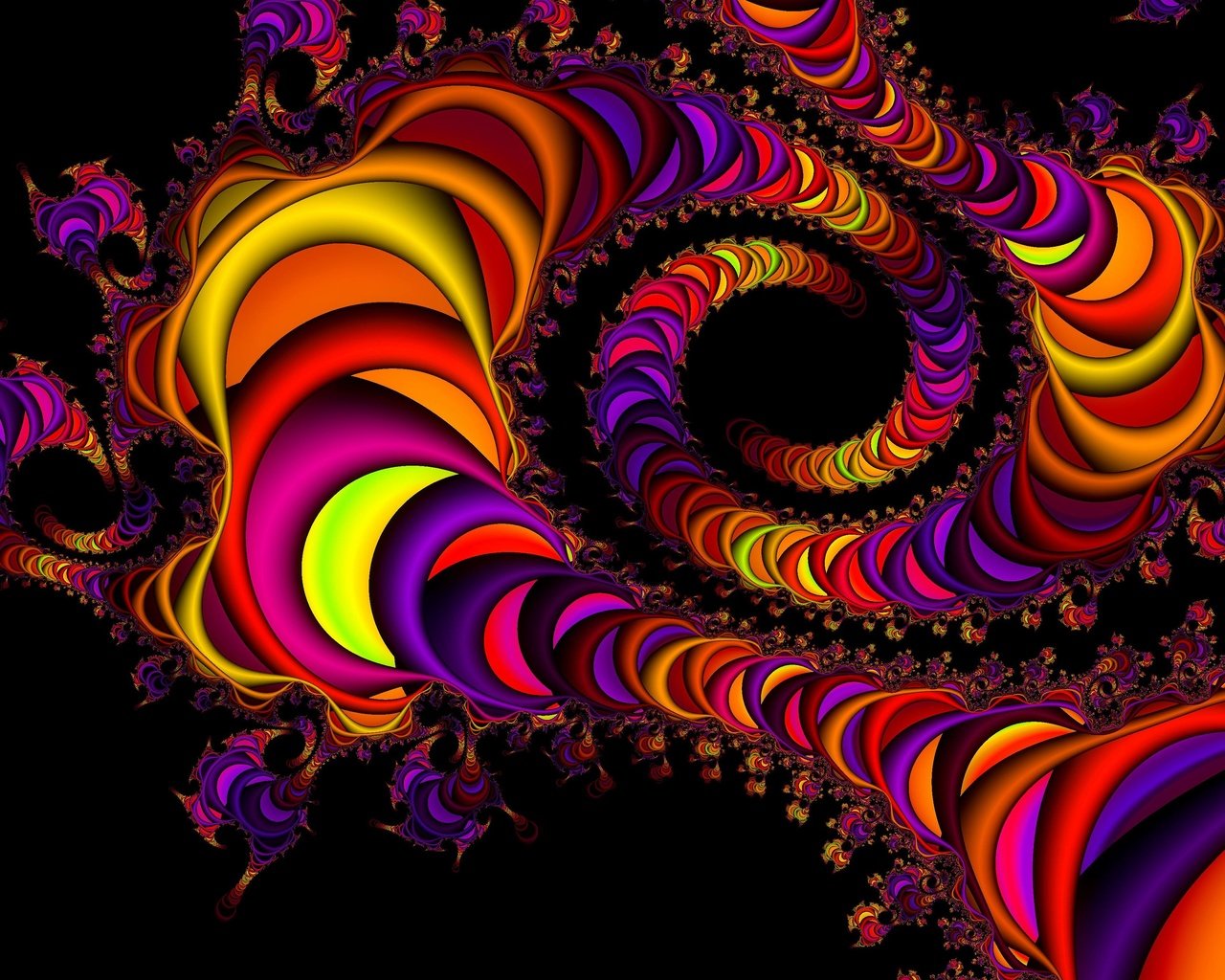 Обои цвет, форма, разноцветный, спираль, черный фон, фрактал, color, form, colorful, spiral, black background, fractal разрешение 4039x2689 Загрузить
