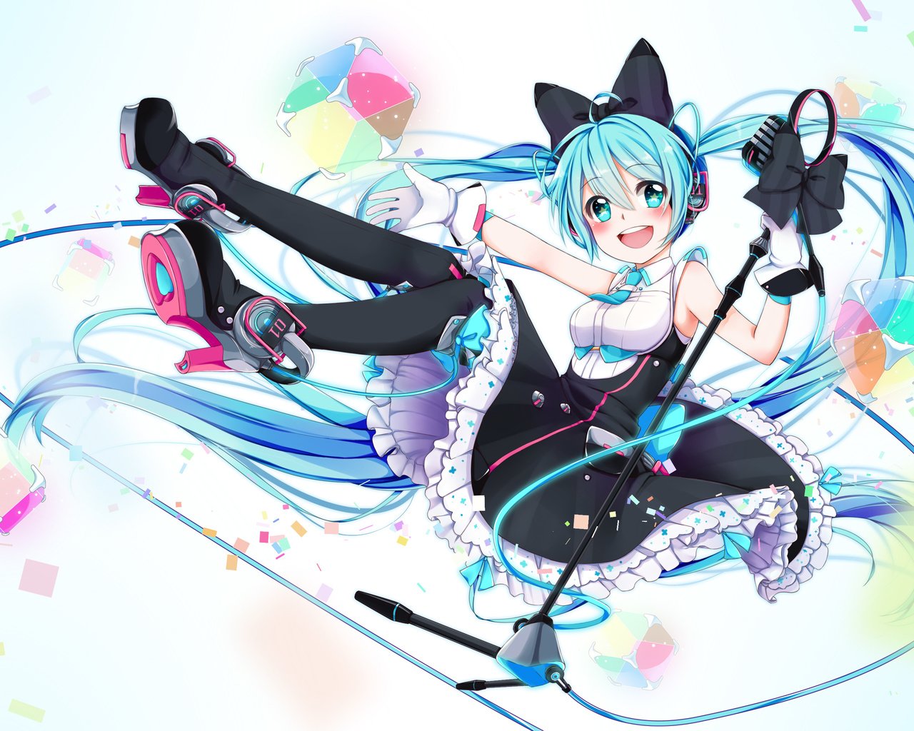 Обои вокалоид, ленточка, в платье, мику хацунэ, wizard, big smile, vocaloid, ribbon, dress, hatsune miku разрешение 3333x2178 Загрузить