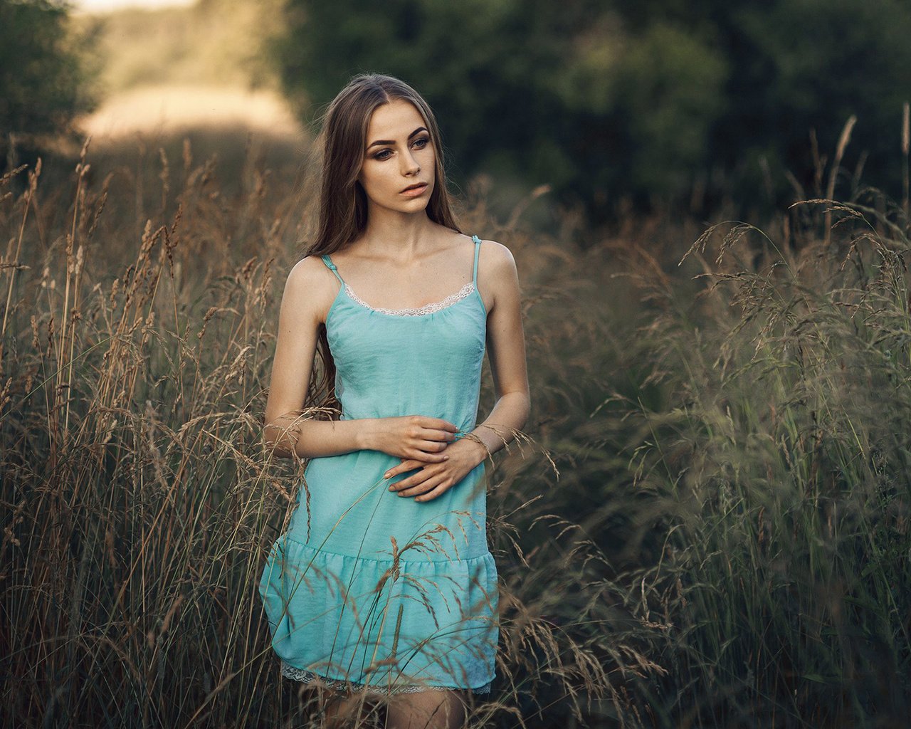 Обои трава, девушка, платье, взгляд, модель, волосы, лицо, шатенка, grass, girl, dress, look, model, hair, face, brown hair разрешение 1920x1200 Загрузить