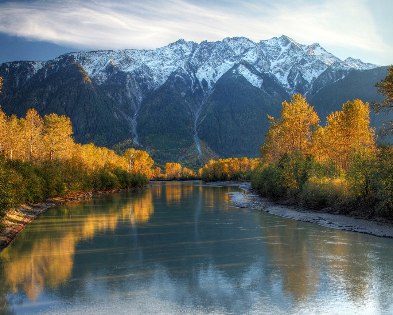 Обои река, горы, осень, river, mountains, autumn разрешение 1920x1200 Загрузить