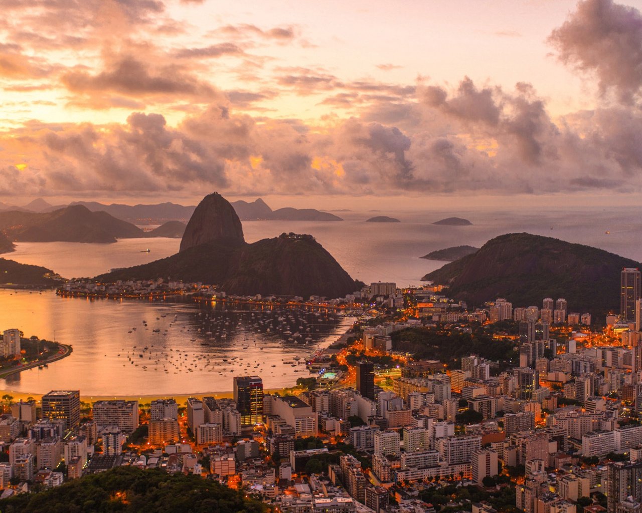 Обои пейзаж, панорама, город, бразилия, рио-де-жанейро, де, landscape, panorama, the city, brazil, rio de janeiro, de разрешение 1920x1080 Загрузить