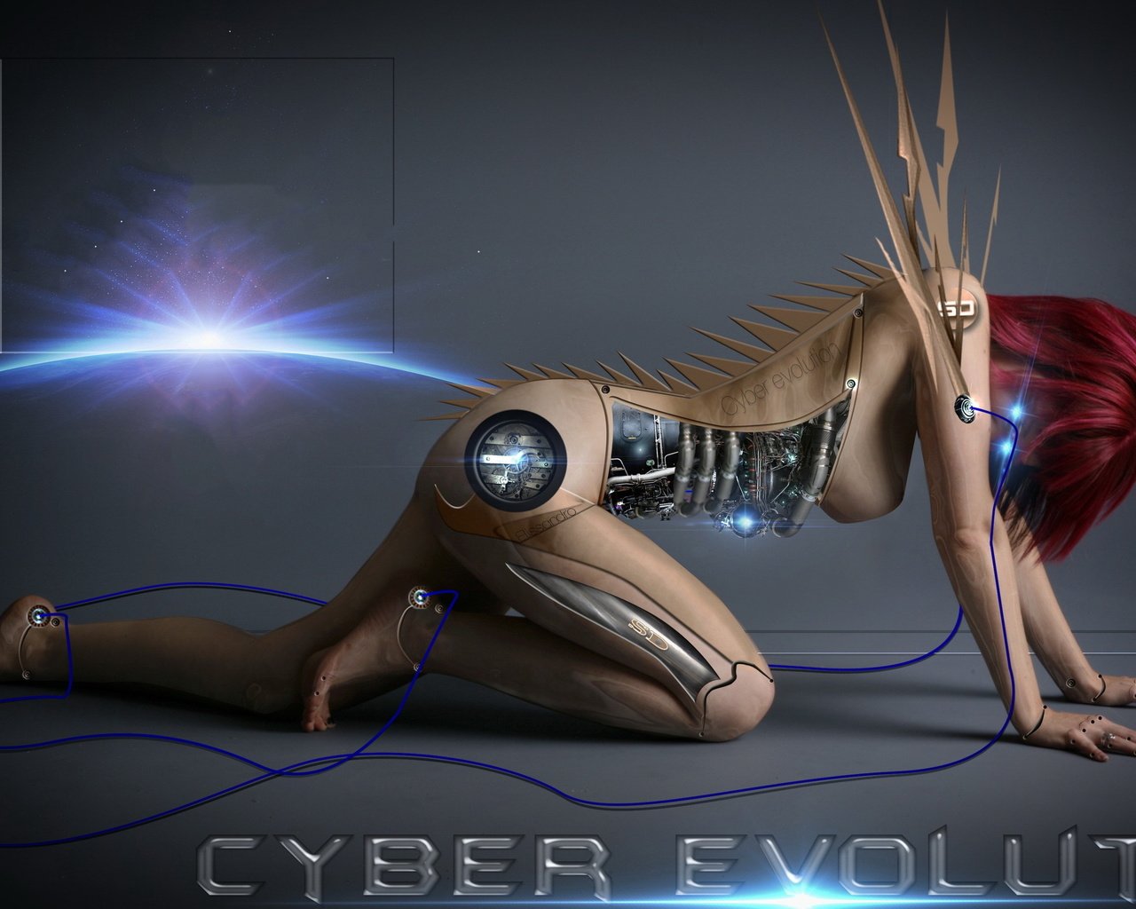 Обои девушка, киборг, 3д, girl, cyborg, 3d разрешение 2560x1600 Загрузить