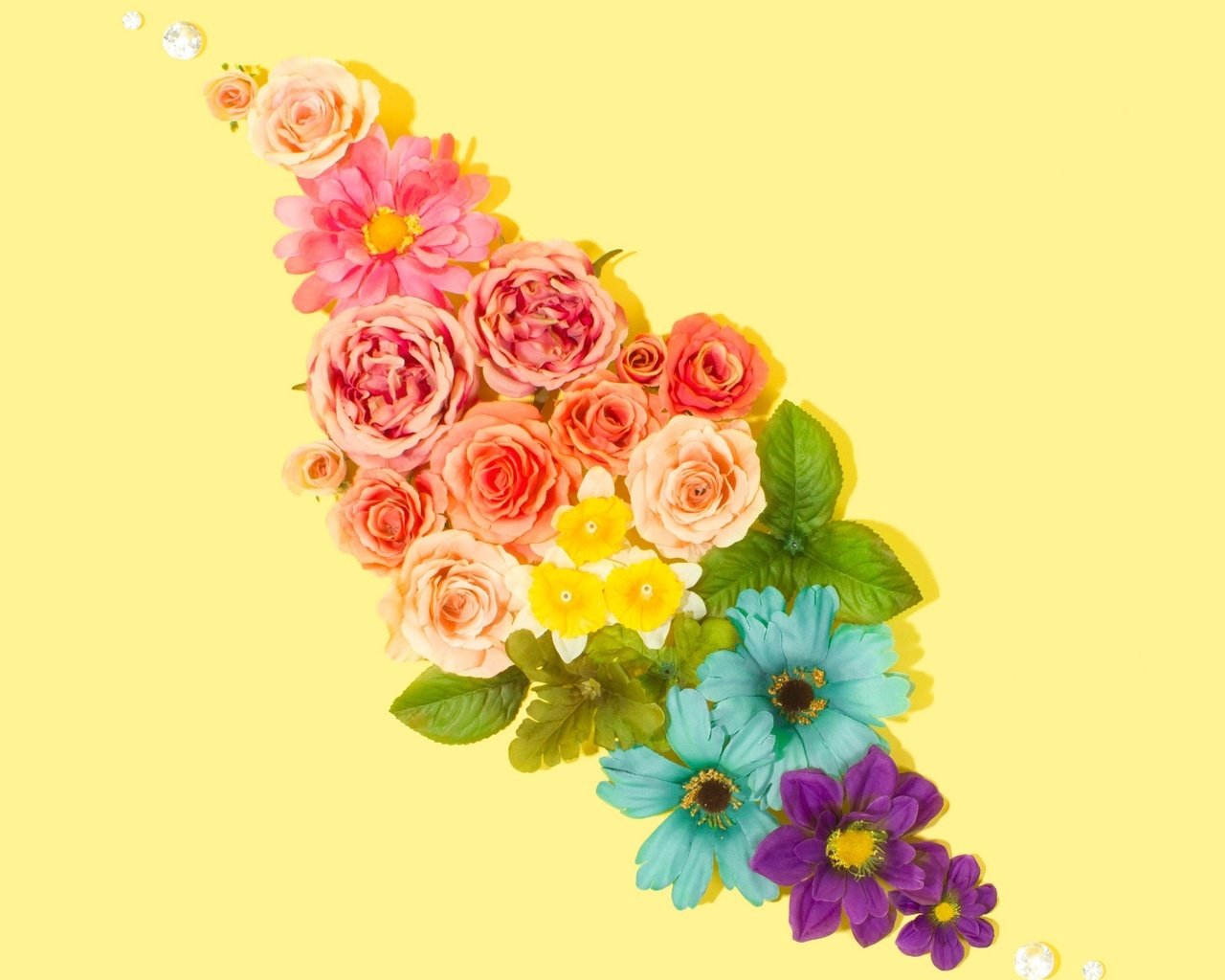 Обои желтый, фон, букет, yellow, background, bouquet разрешение 2560x1600 Загрузить