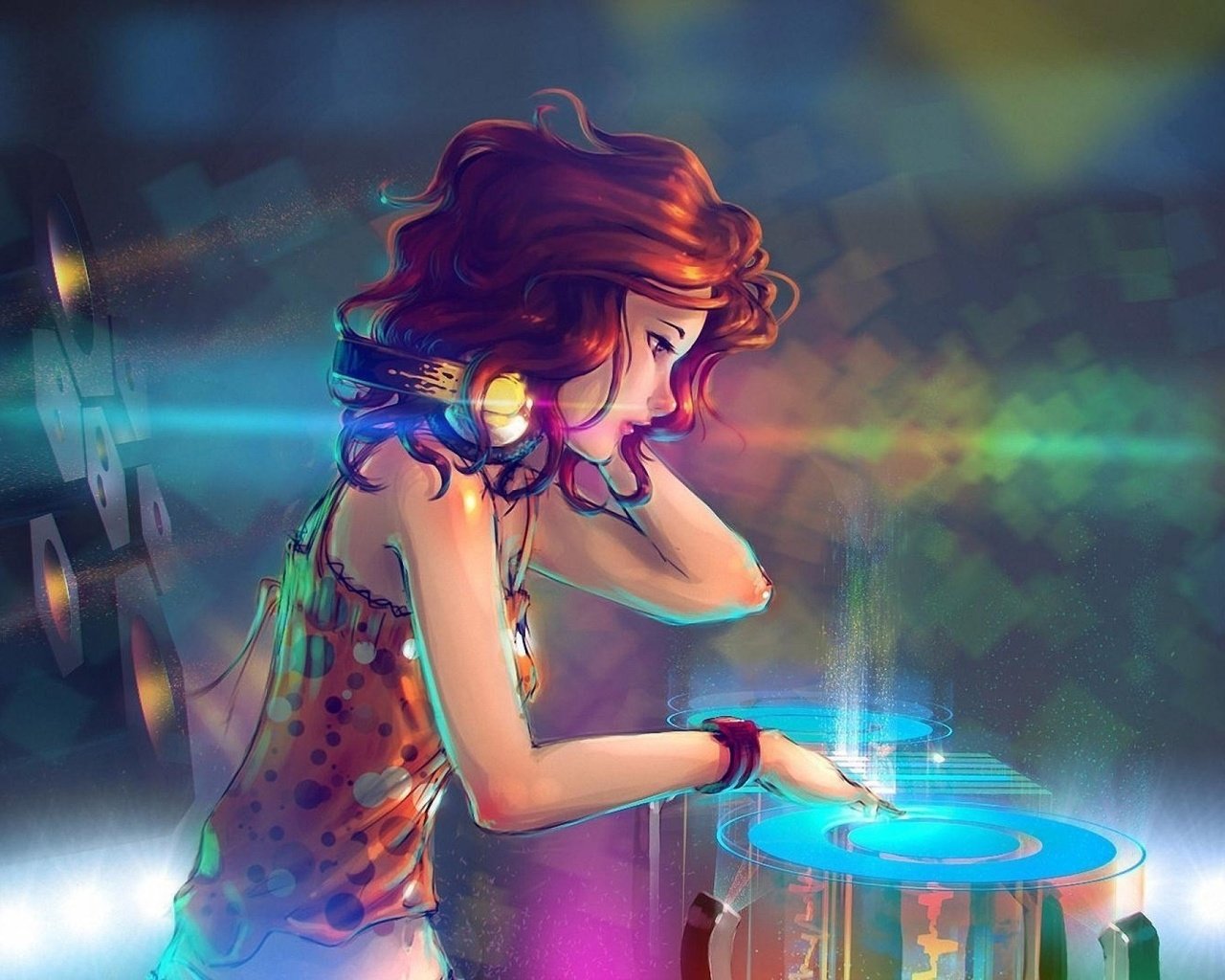 Обои девушка, музыка, наушники, диджей, girl, music, headphones, dj разрешение 2560x1440 Загрузить