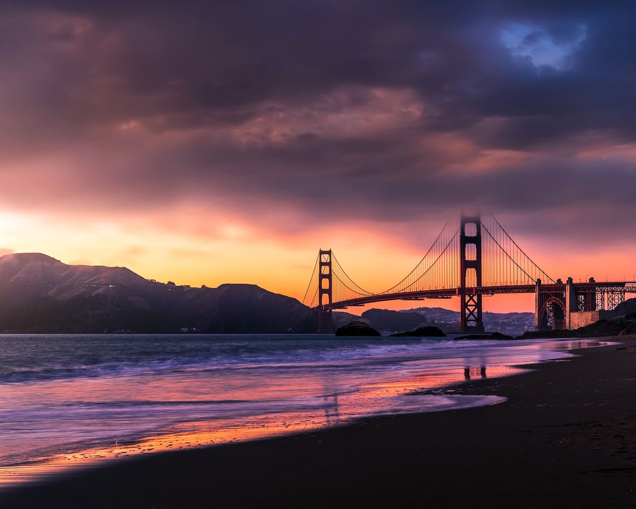 Обои закат, море, мост, сан-франциско, золотые ворота мост, sanfrancicso, sunset, sea, bridge, san francisco, golden gate bridge разрешение 3840x2561 Загрузить