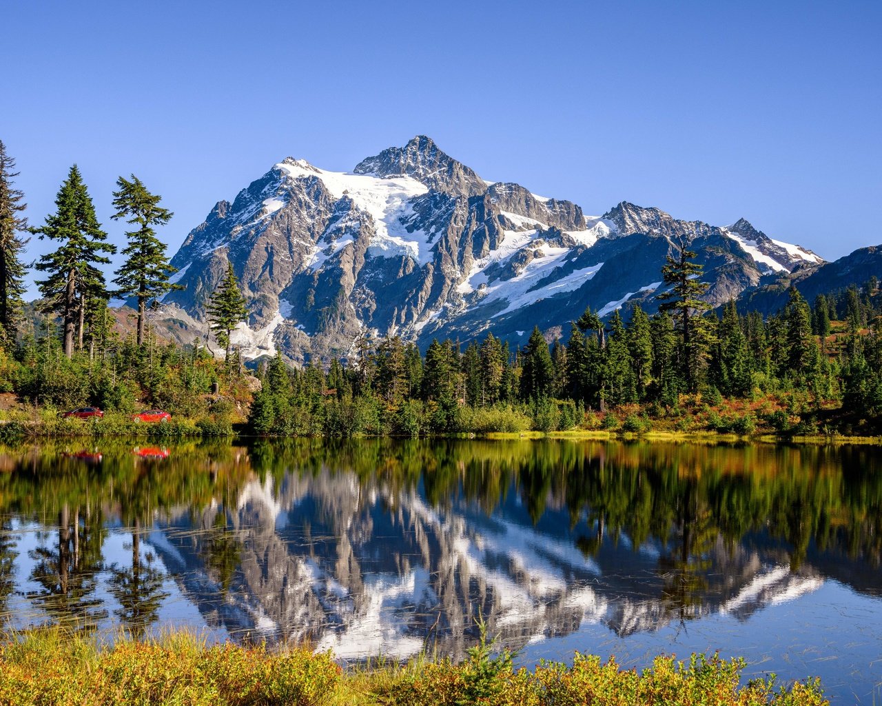 Обои деревья, озеро, горы, лес, отражение, штате вашингтон, cascade range, trees, lake, mountains, forest, reflection, washington state разрешение 6144x4096 Загрузить