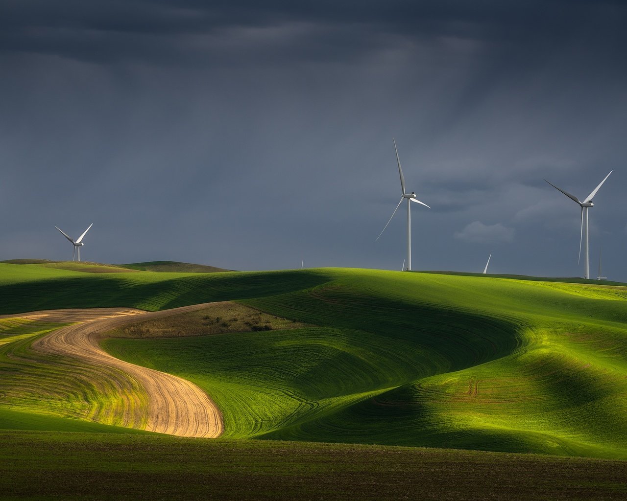 Обои холмы, поля, ветряки, луга, hills, field, windmills, meadows разрешение 2048x1365 Загрузить