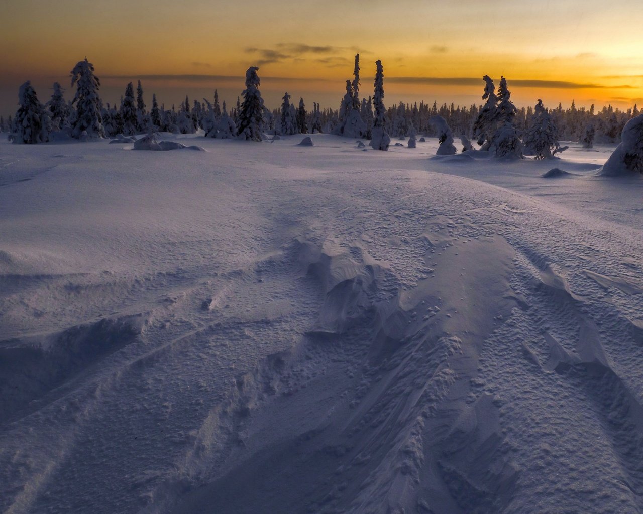 Обои ночь, снег, зима, поле, night, snow, winter, field разрешение 3840x2160 Загрузить