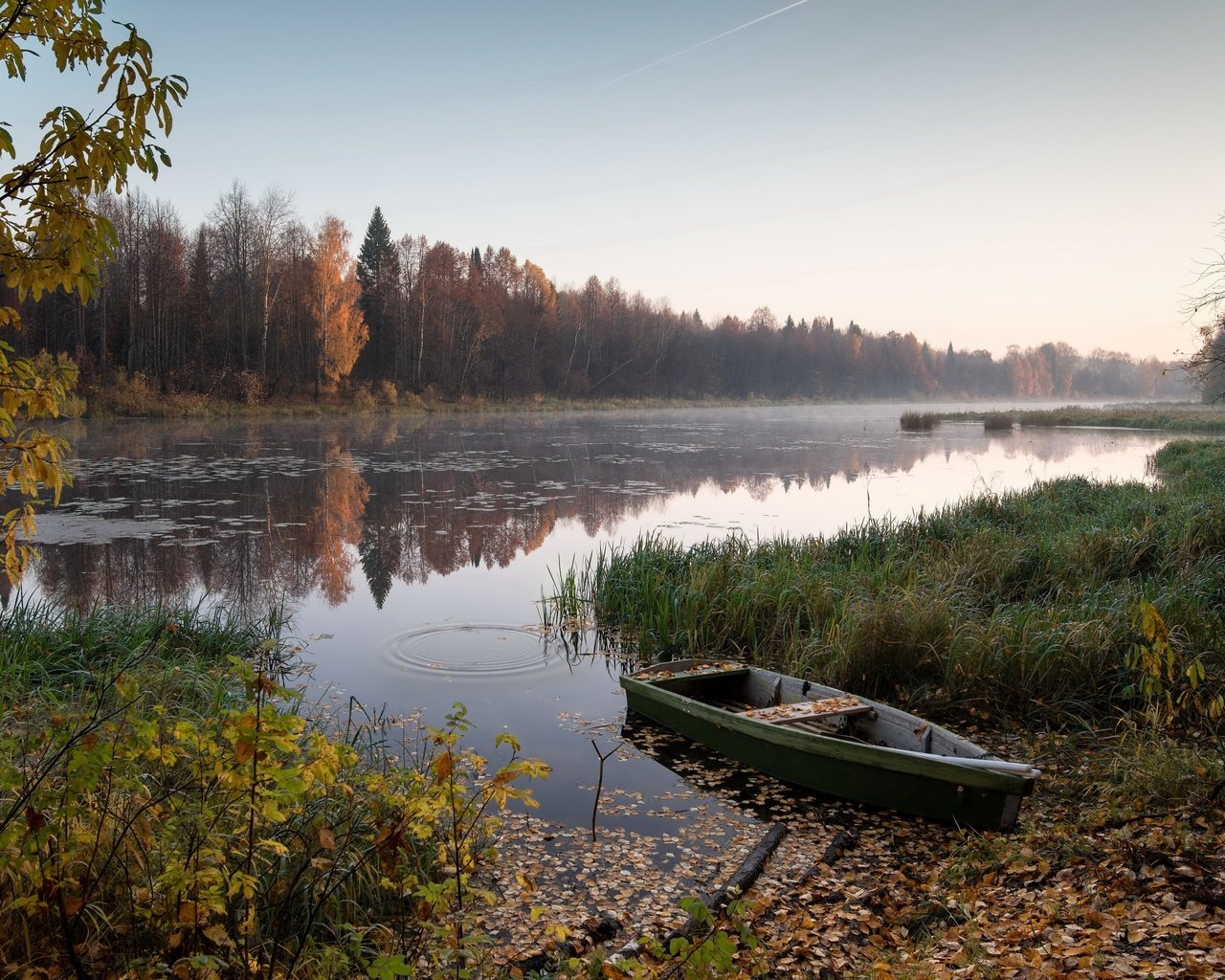 Обои осень, лодка, autumn, boat разрешение 3840x2160 Загрузить