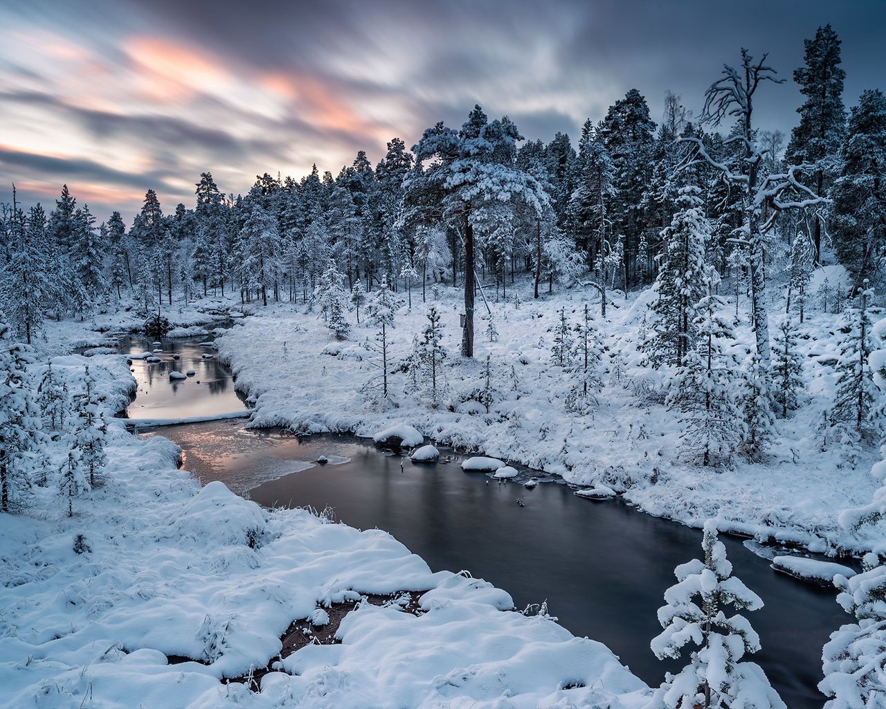 Обои река, природа, зима, river, nature, winter разрешение 1951x1367 Загрузить