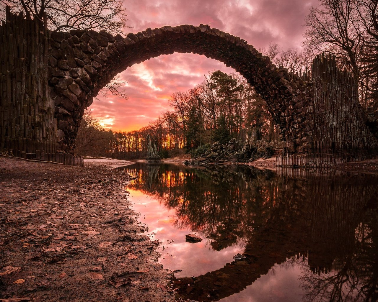 Обои река, закат, мост, river, sunset, bridge разрешение 2048x1300 Загрузить