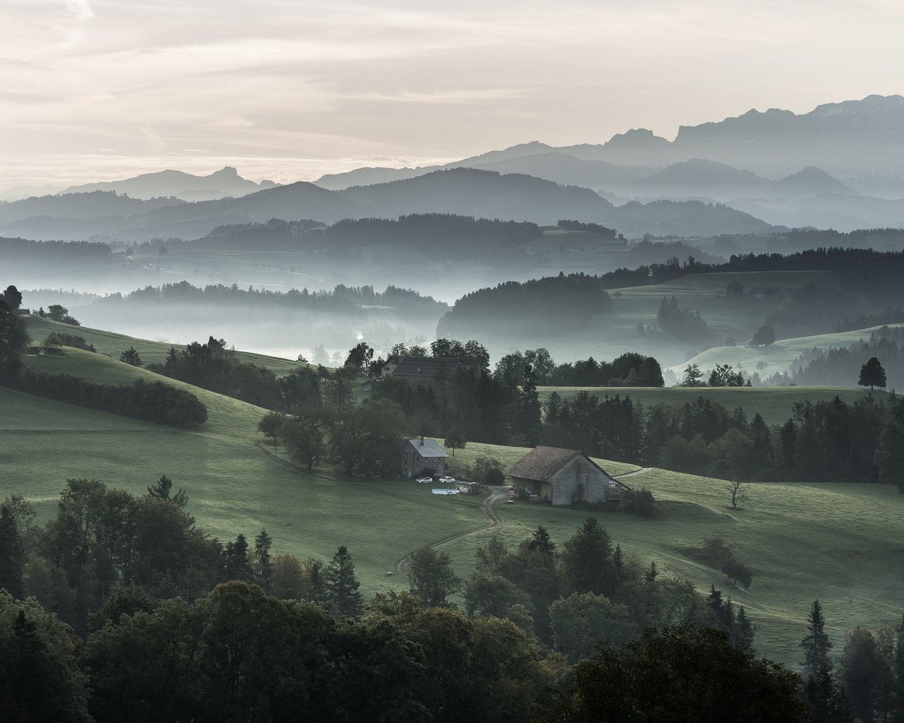 Обои туман, осень, долина, fog, autumn, valley разрешение 2981x1677 Загрузить