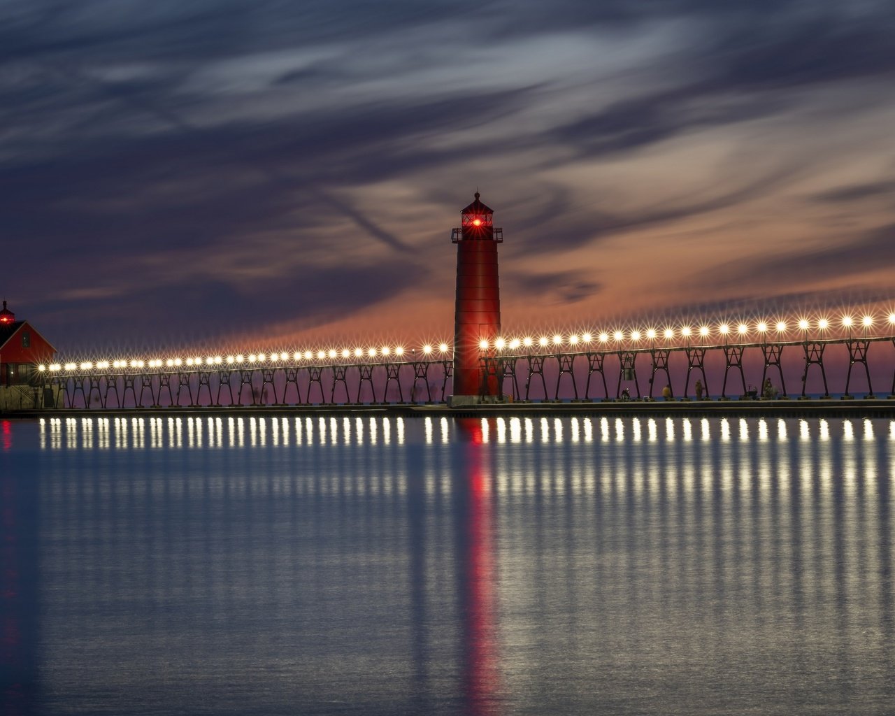 Обои маяк, мичиган, lighthouse, michigan разрешение 3840x2160 Загрузить