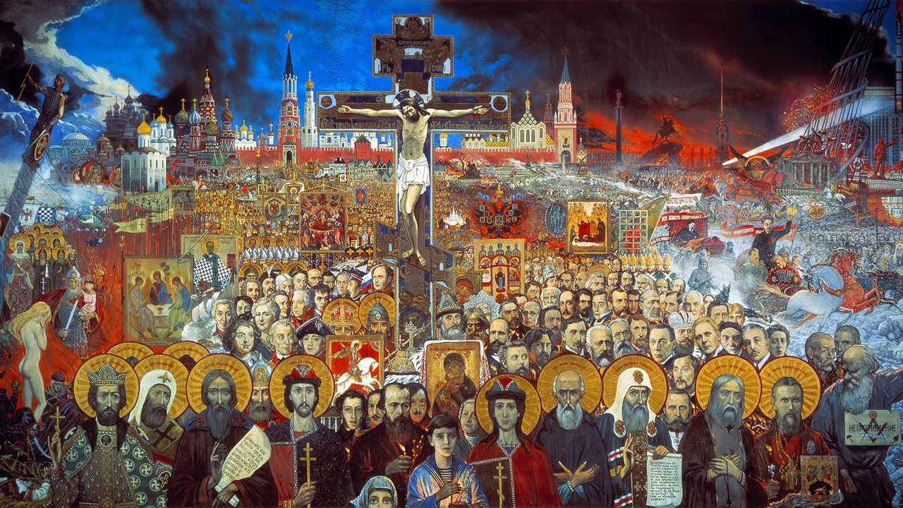 Обои илья глазунов, вечная россия, 1988г, ilya glazunov, eternal russia, 1988 разрешение 2100x1077 Загрузить