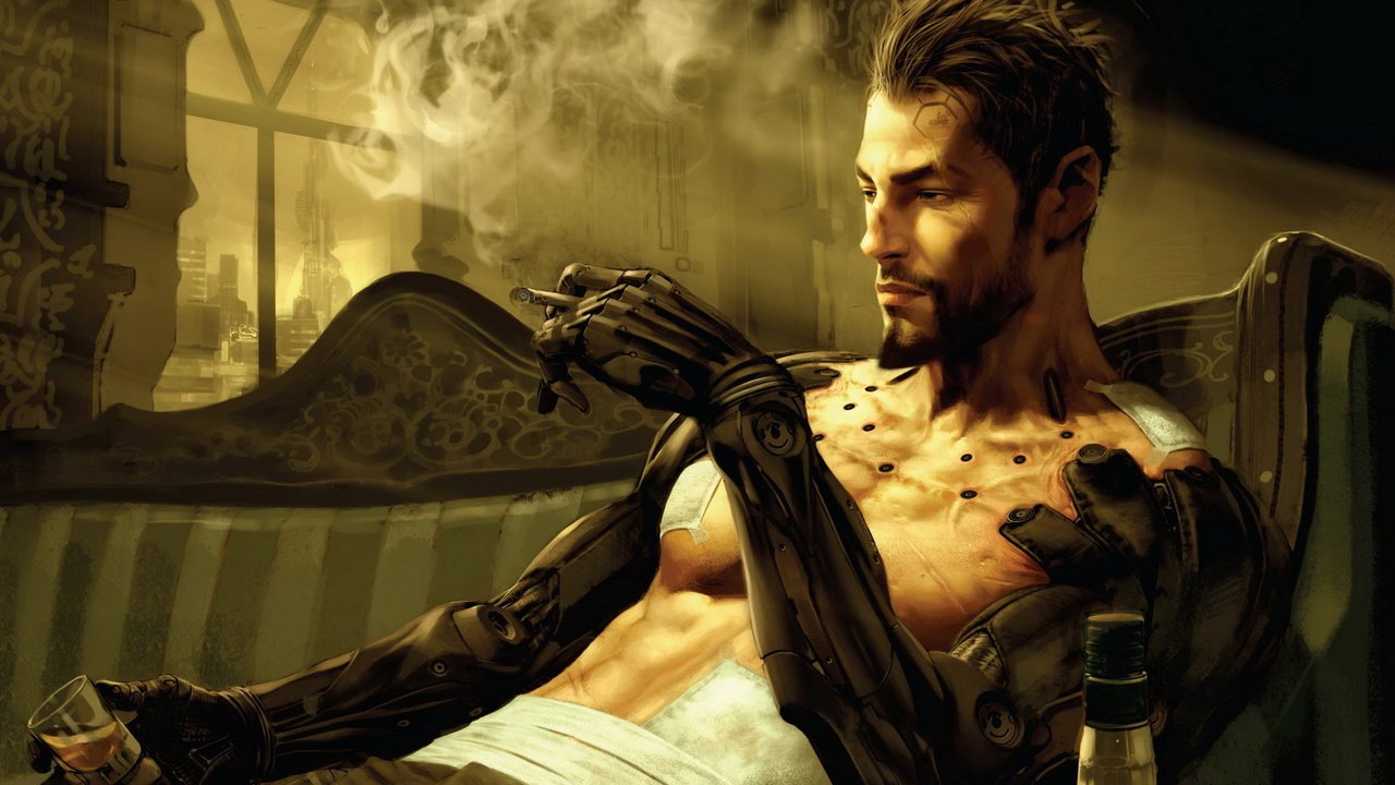 Обои курит, deus ex human revolution, deus ex 3, имплантанты боевого образца, smokes, implants combat sample разрешение 2560x1600 Загрузить