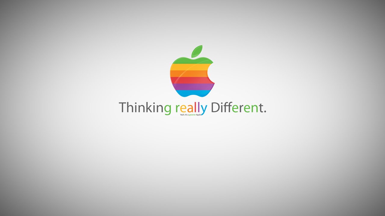 Обои thinking really different, greener apple, эппл, apple разрешение 1920x1200 Загрузить