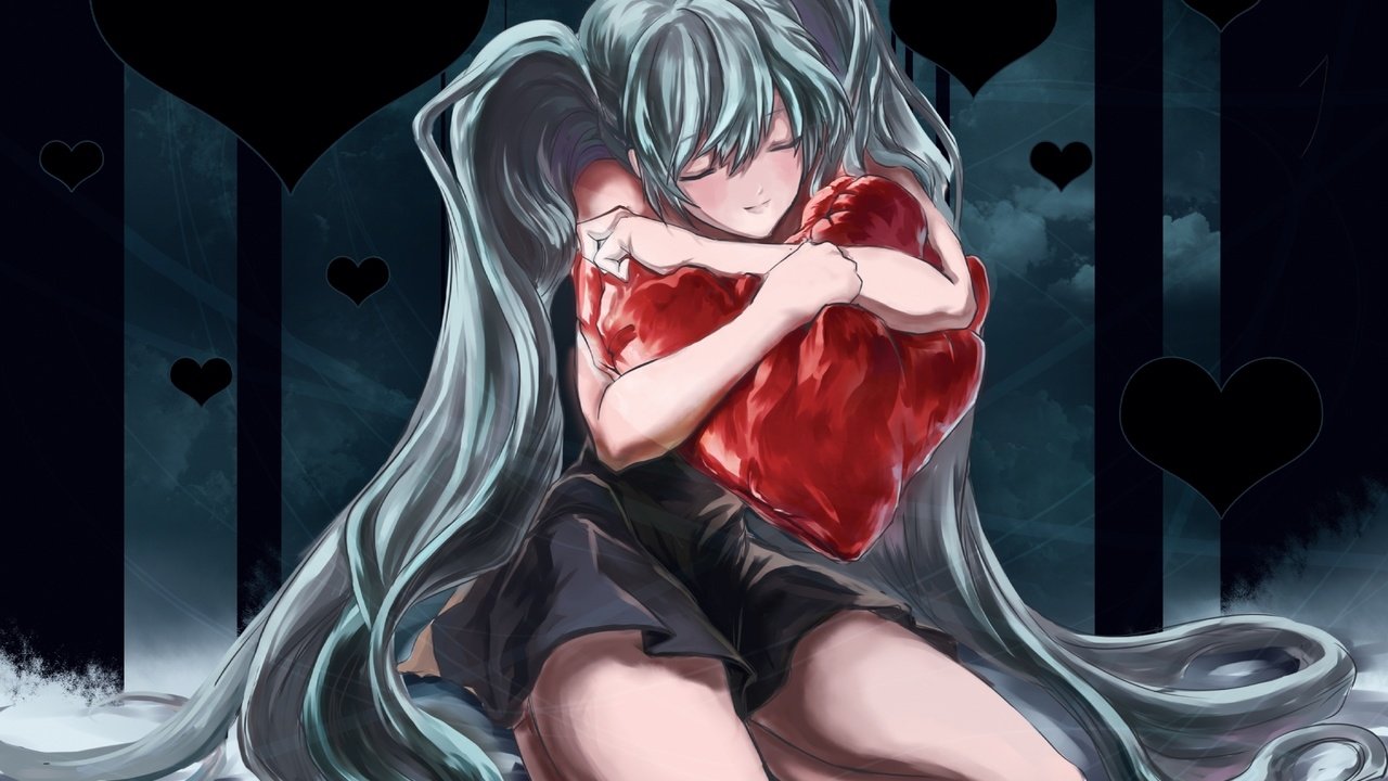 Обои аниме, сердце, любовь, hatsune miky, anime, heart, love разрешение 2000x1573 Загрузить