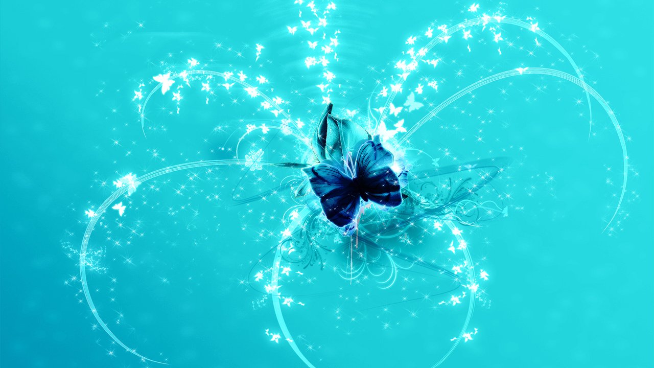 Обои огни, фон, цветок, голубой, разводы, бабочки, lights, background, flower, blue, divorce, butterfly разрешение 1920x1200 Загрузить