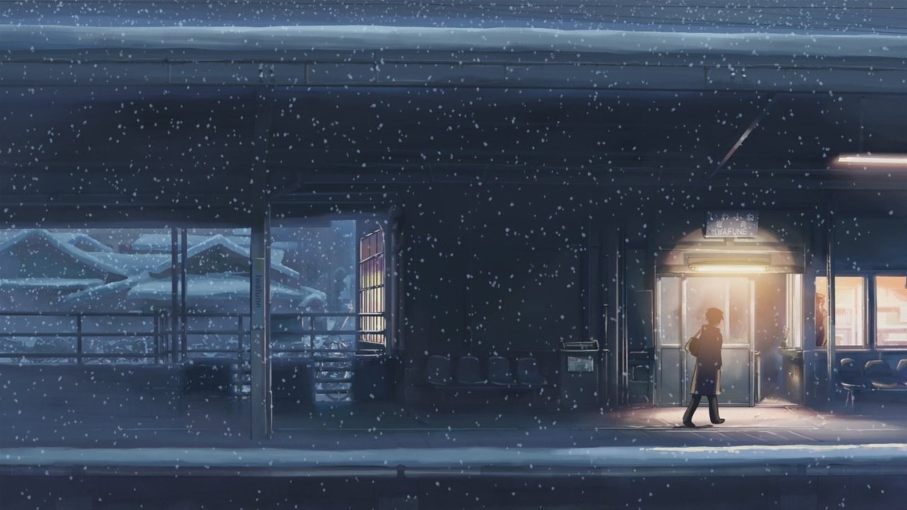 Обои снег, станция, 5 сантиметров в секунду, snow, station, 5 centimeters per second разрешение 1920x1080 Загрузить