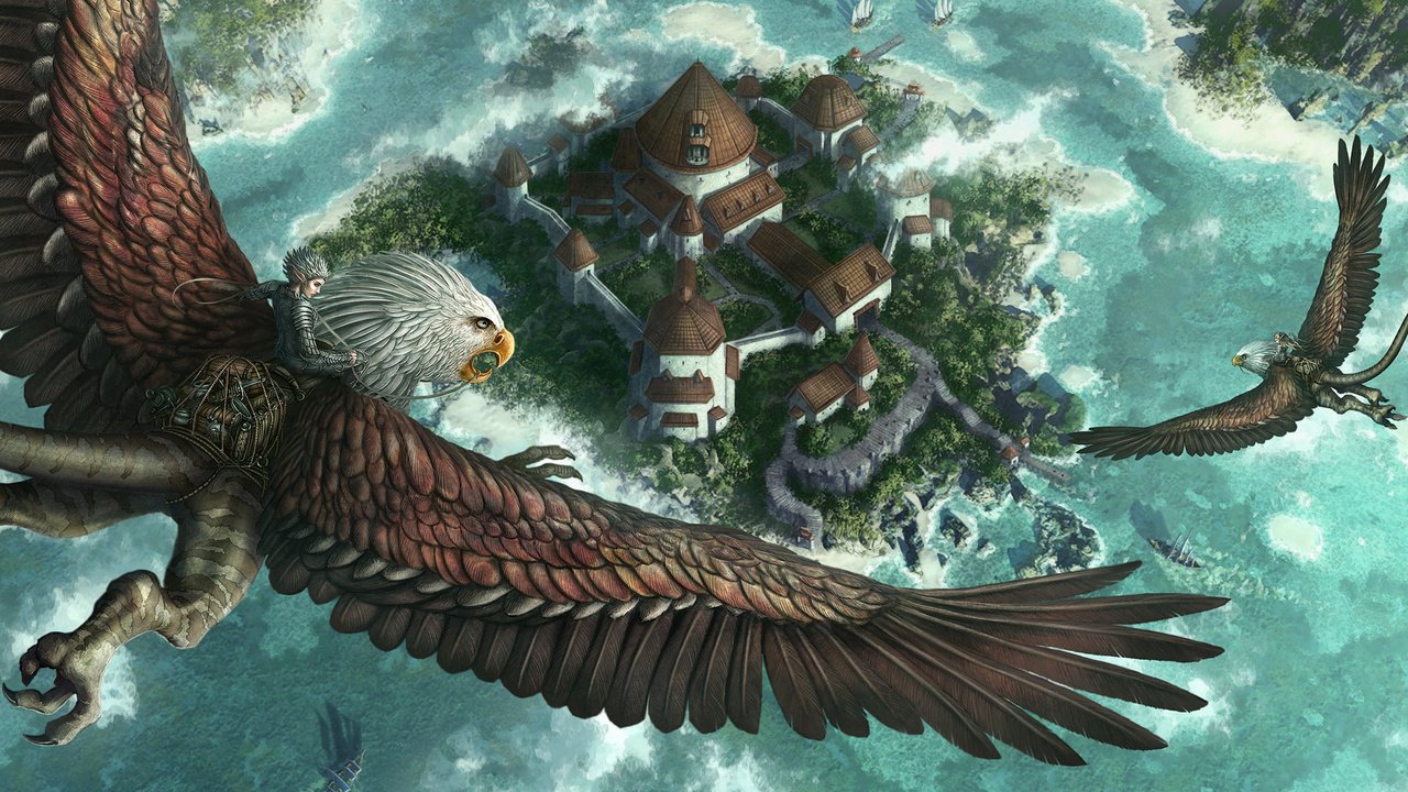 Обои фентези, полет, город, всадник, kerem beyit, грифон, fantasy, flight, the city, rider, griffin разрешение 1920x1200 Загрузить