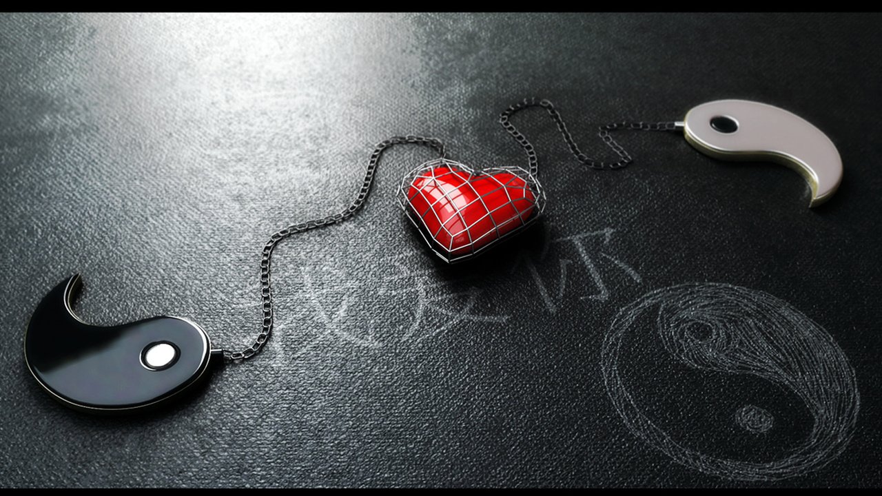 Обои сердце, клетка, инь, цепи, soul mates, янь, heart, cell, yin, chain, yang разрешение 1920x1200 Загрузить