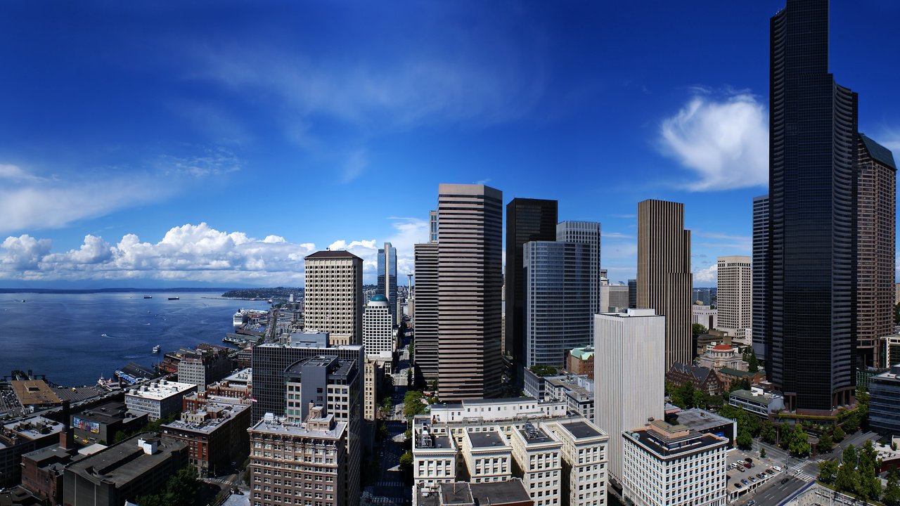 Обои панорама, город, побережье, сша, небоскрёб, panorama, the city, coast, usa, skyscraper разрешение 2560x1600 Загрузить