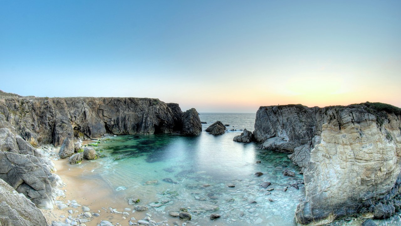 Обои скалы, пляж, франция, quiberon peninsula, rocks, beach, france разрешение 2560x1600 Загрузить