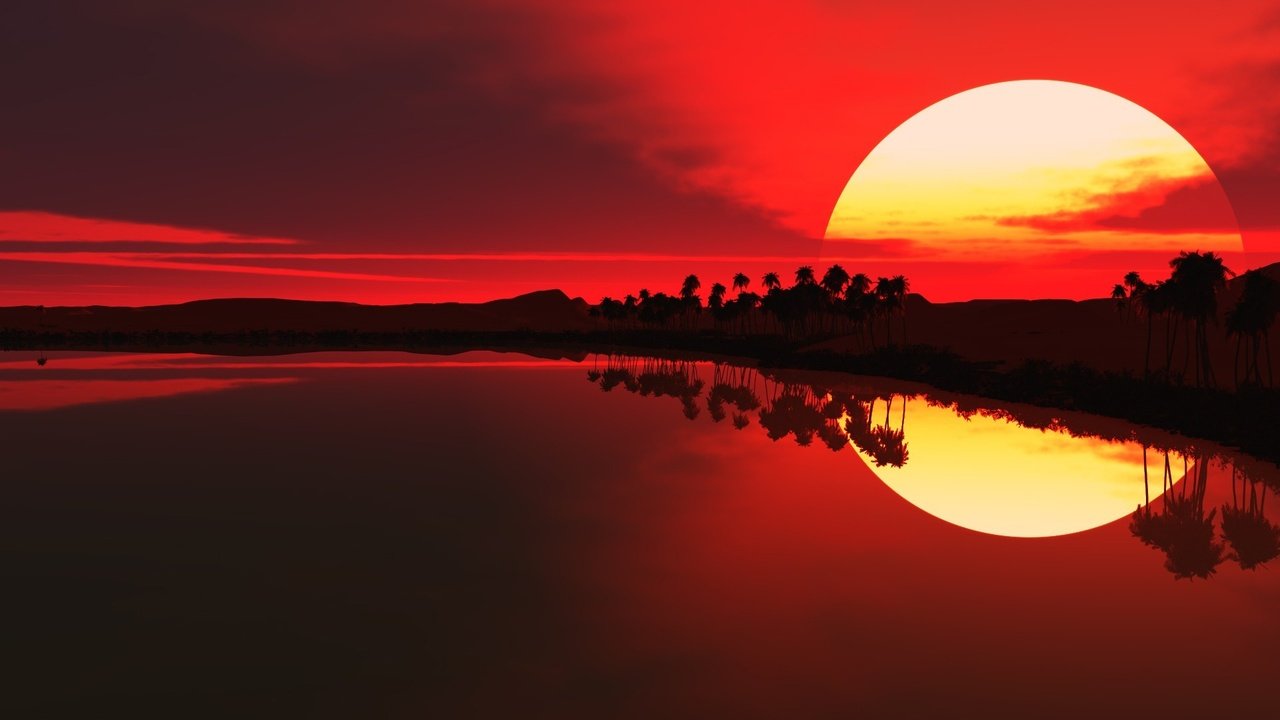 Обои солнце, закат, отражение, the sun, sunset, reflection разрешение 1920x1200 Загрузить