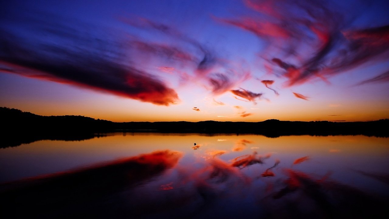 Обои облака, вода, закат, отражение, clouds, water, sunset, reflection разрешение 1920x1200 Загрузить