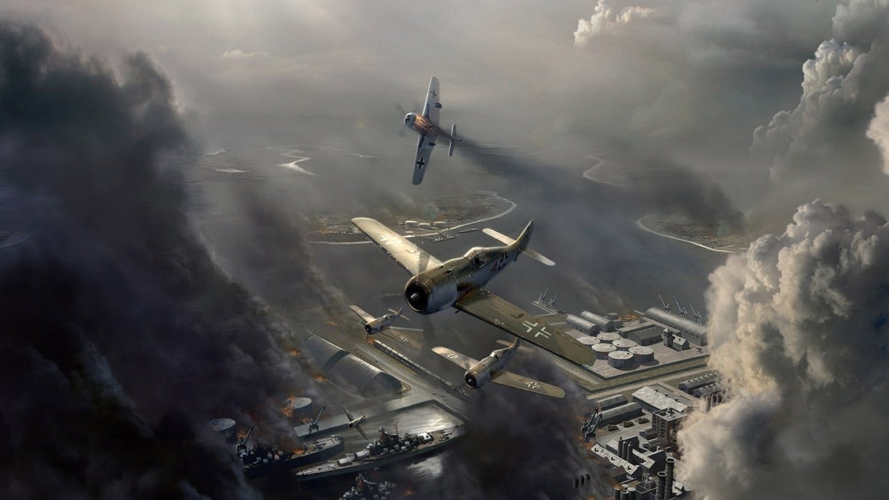 Обои небо, облака, самолет, война, авиаудар, the sky, clouds, the plane, war, airstrike разрешение 1920x1200 Загрузить