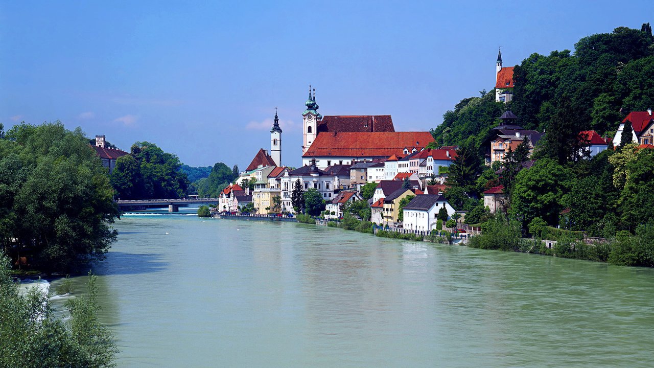 Обои река, австрия, дома, river, austria, home разрешение 1920x1200 Загрузить