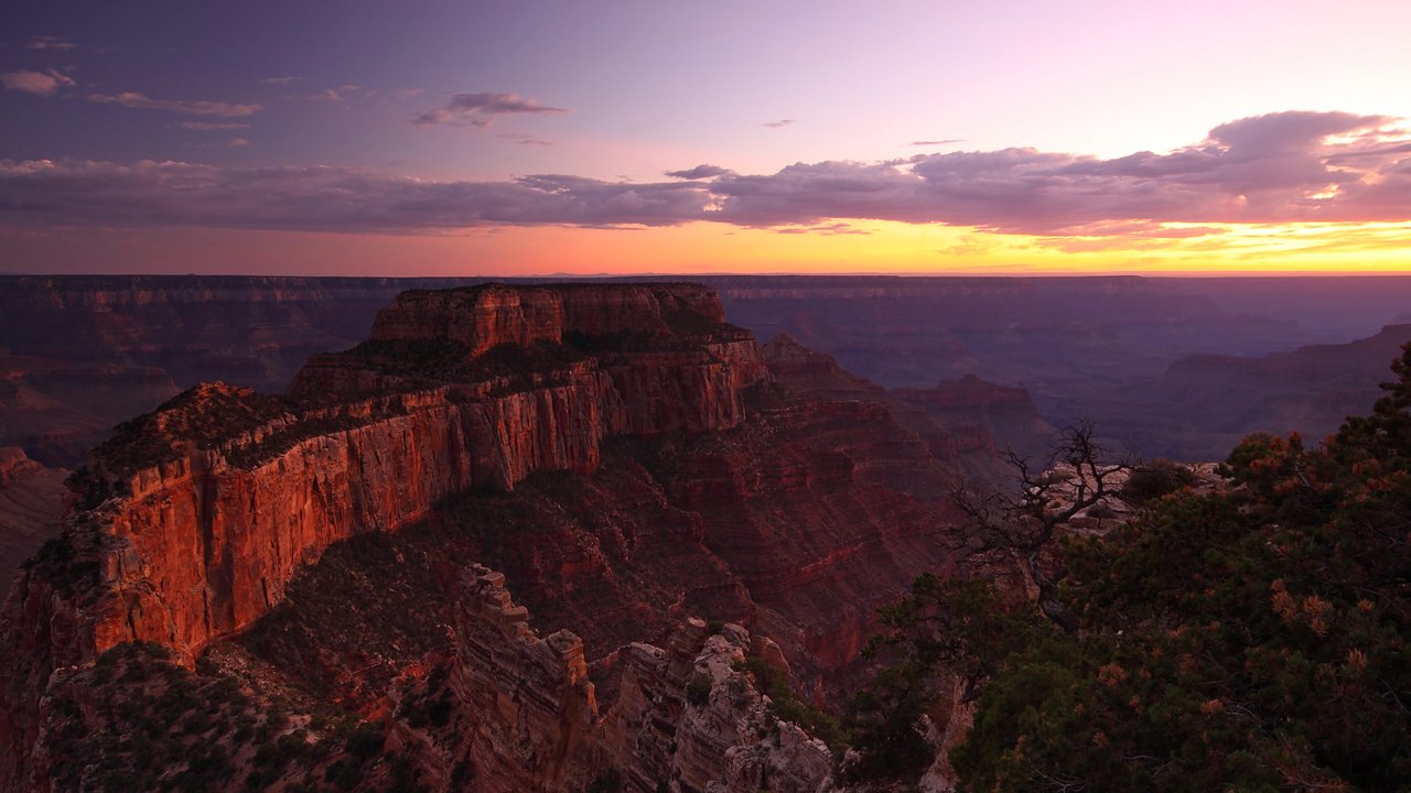 Обои вечер, горы, закат, каньон, высота, the evening, mountains, sunset, canyon, height разрешение 1920x1080 Загрузить