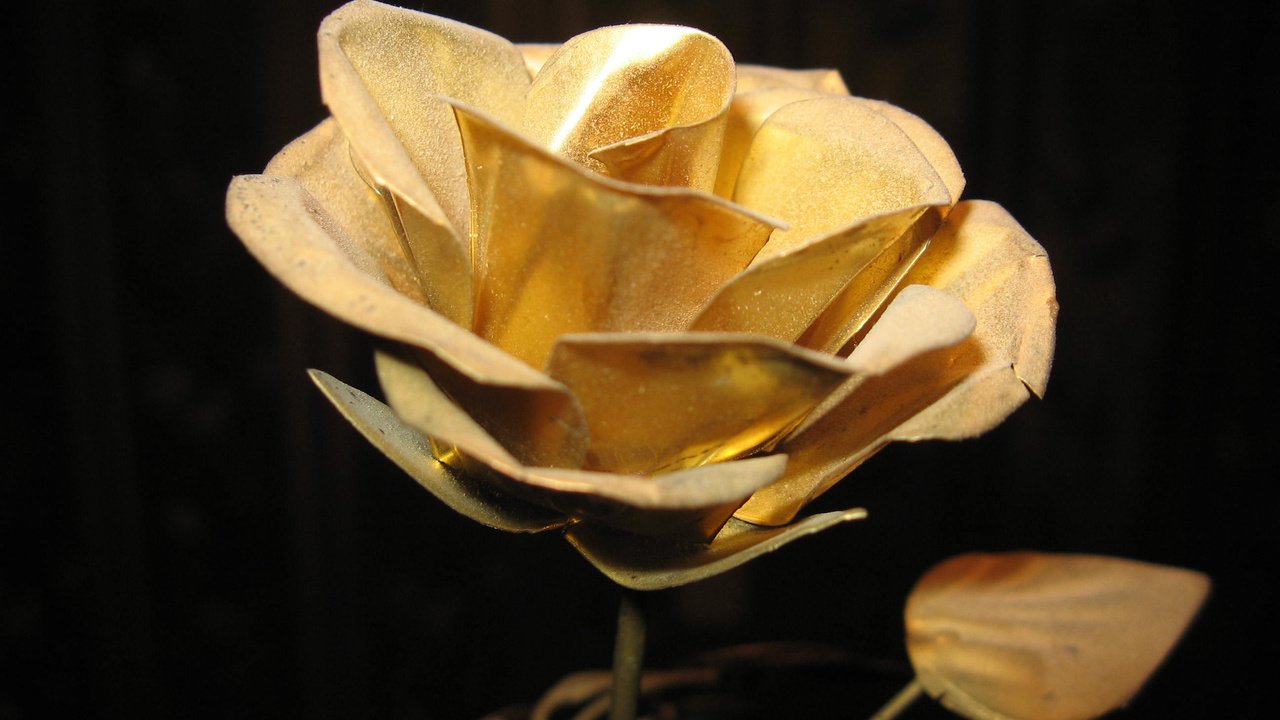 Обои цветок, роза, графика, 3д, золотая, flower, rose, graphics, 3d, gold разрешение 2592x1944 Загрузить