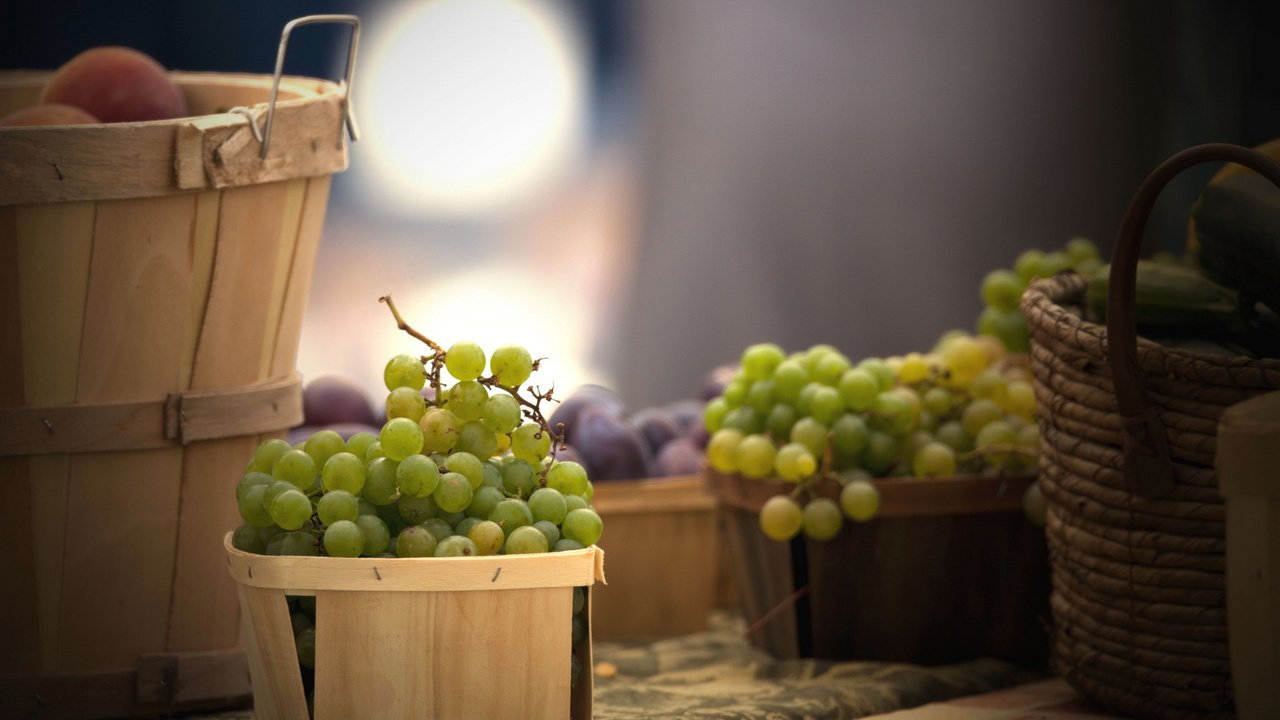 Обои виноград, еда, корзина, grapes, food, basket разрешение 2560x1600 Загрузить
