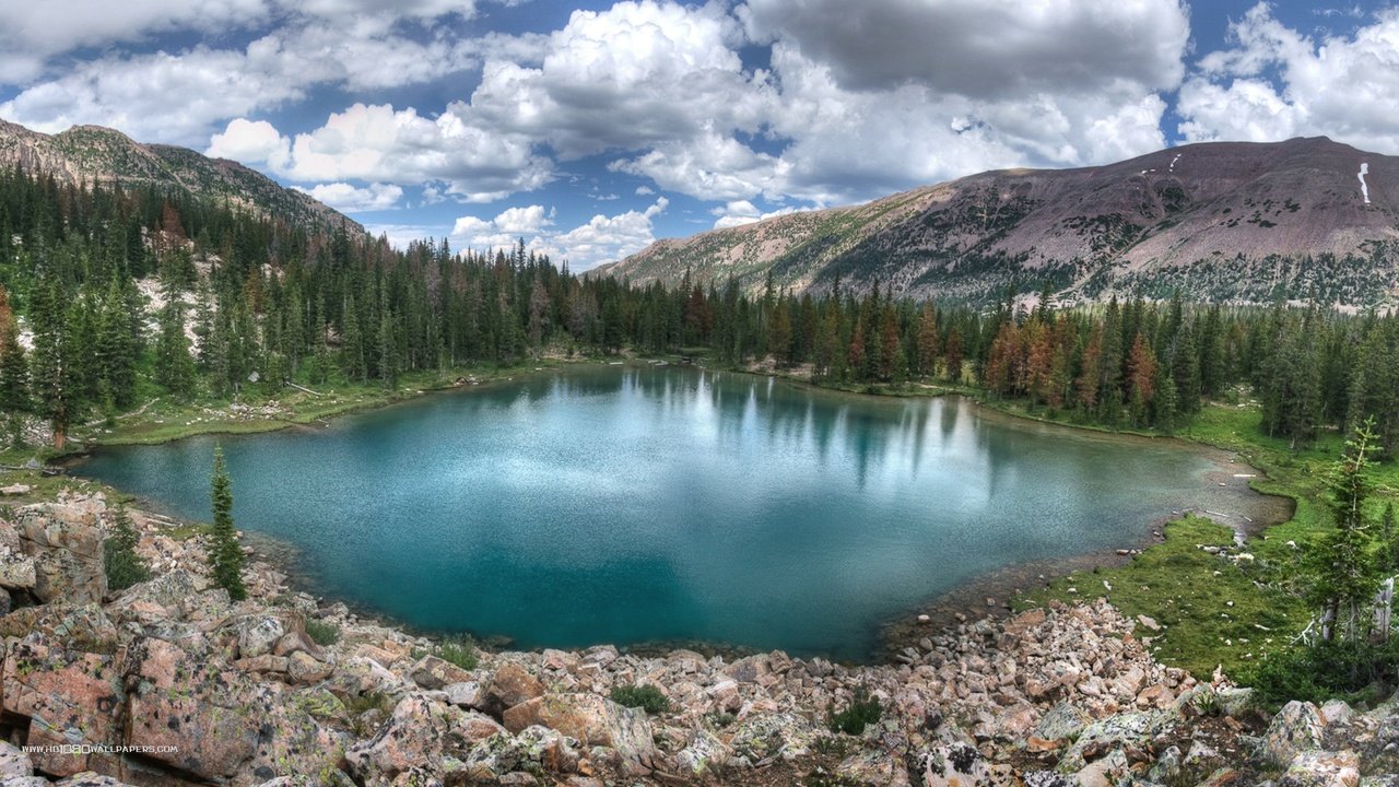 Обои небо, облака, озеро, земля, лес, гора, юта, amethyst lake, the sky, clouds, lake, earth, forest, mountain, utah разрешение 1920x1080 Загрузить