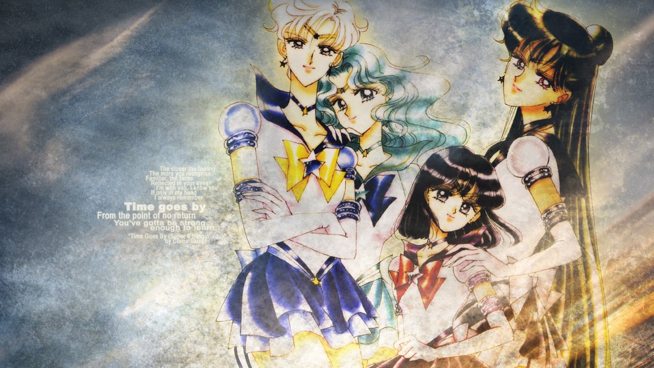 Обои kaiou michiru, meiou setsuna, sailor moon, tenou haruka, tomoe hotaru, watermark разрешение 1920x1200 Загрузить