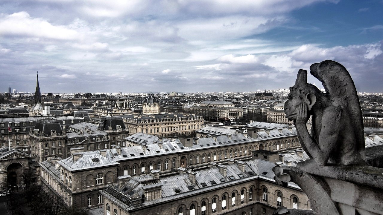 Обои гаргулья, париж, gargoyle, paris разрешение 2560x1600 Загрузить