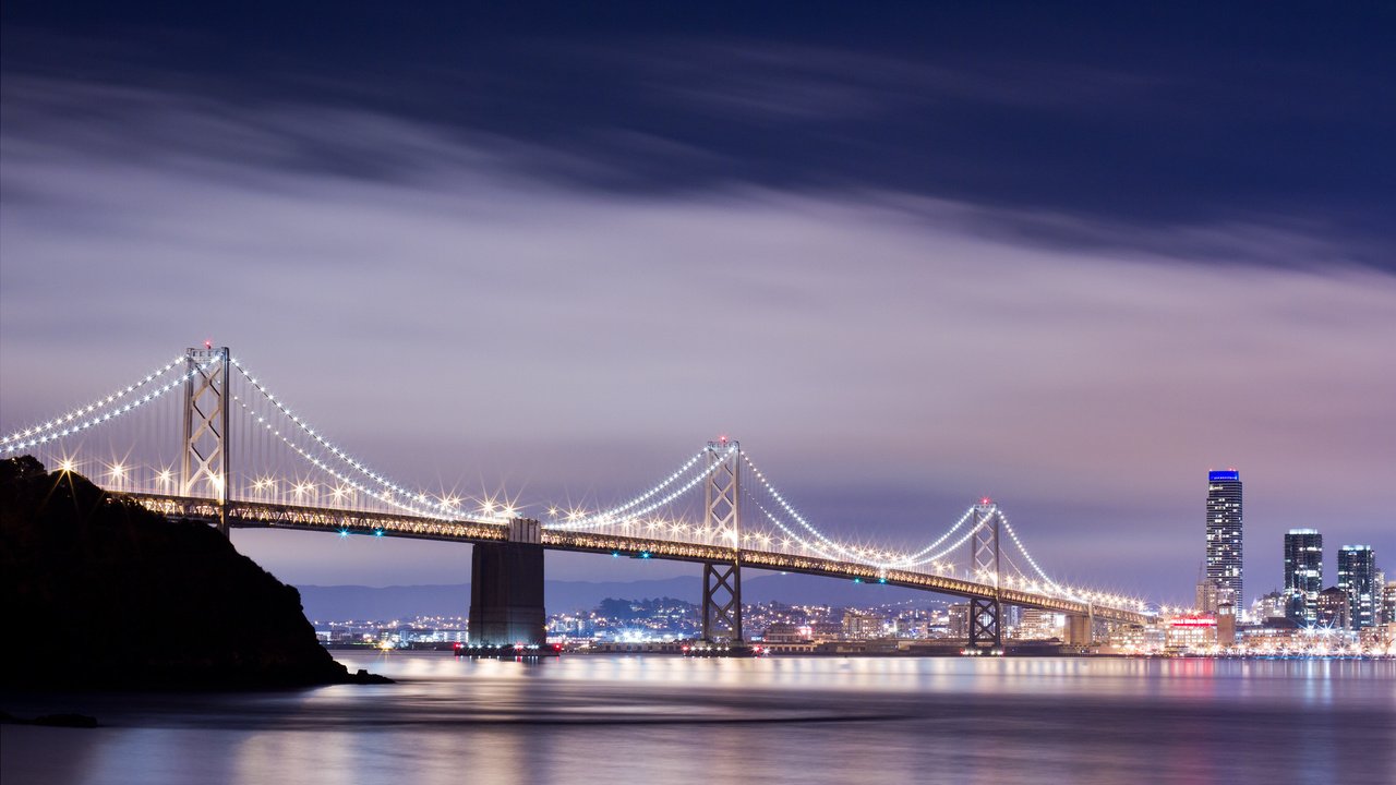 Обои ночь, мост, сан-франциско, калифорния, night, bridge, san francisco, ca разрешение 2560x1600 Загрузить