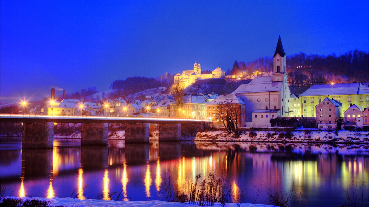 Обои ночь, огни, река, мост, германия, night, lights, river, bridge, germany разрешение 1920x1280 Загрузить