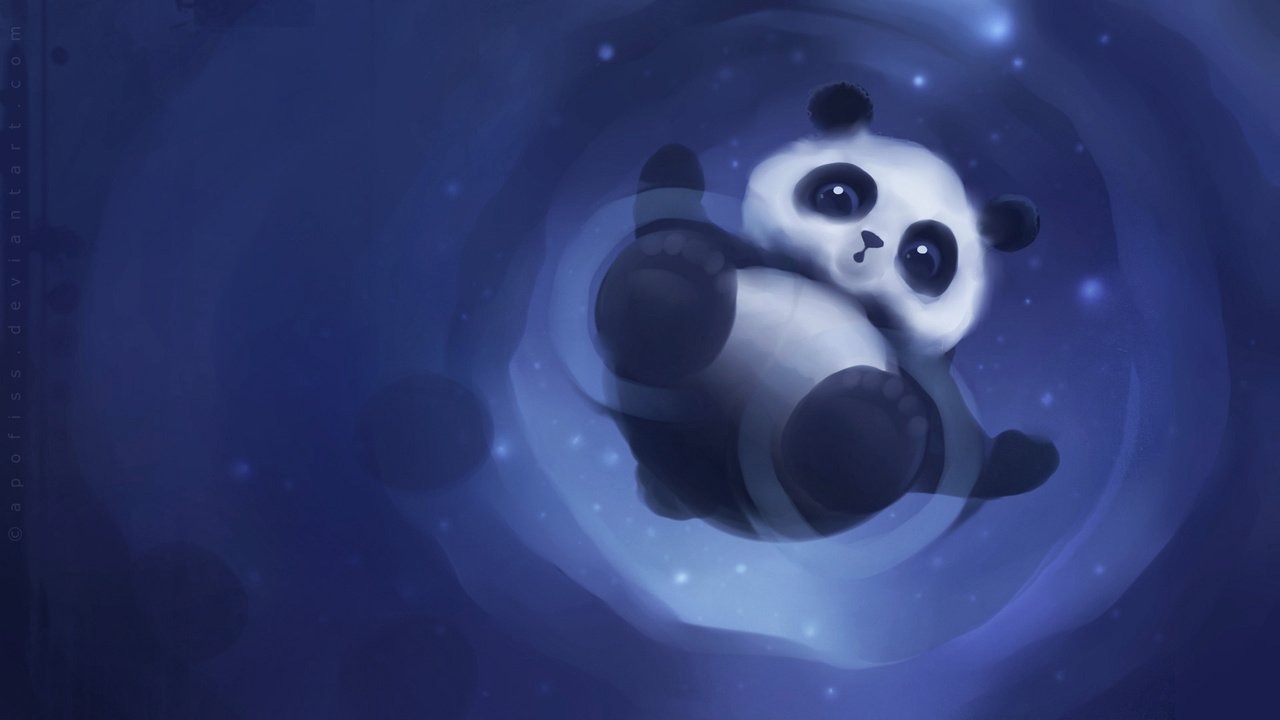 Обои рисунок, панда, няшка, figure, panda, i love it разрешение 1920x1080 Загрузить