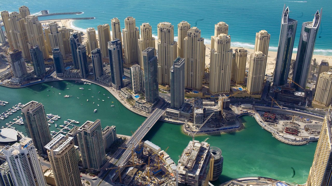 Обои побережье, небоскребы, дубай, оаэ, coast, skyscrapers, dubai, uae разрешение 1920x1080 Загрузить