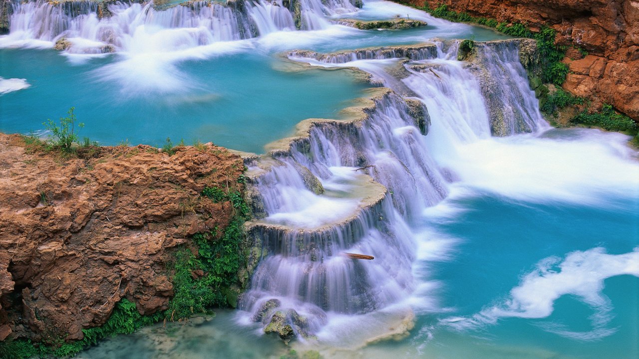 Обои река, пейзаж, водопад, красиво, river, landscape, waterfall, beautiful разрешение 1920x1080 Загрузить
