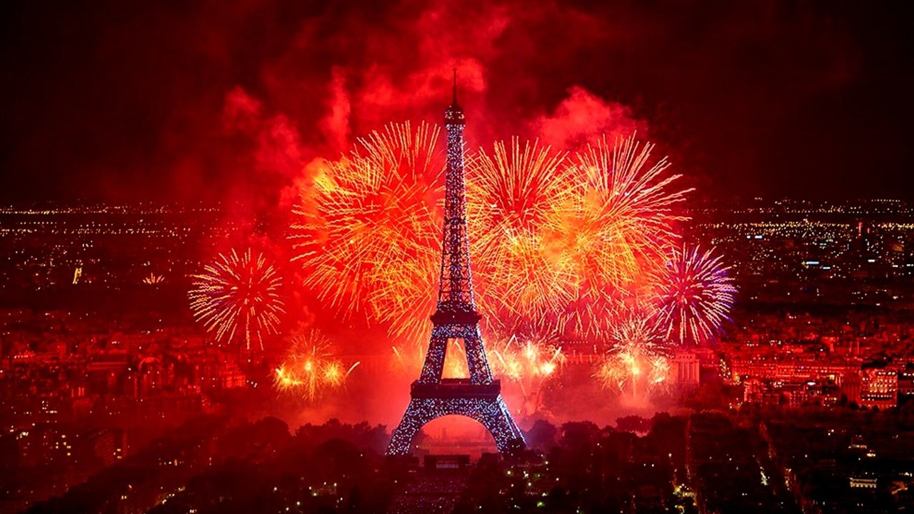 Обои ночь, салют, праздник, фейерверк, эйфелева башня, night, salute, holiday, fireworks, eiffel tower разрешение 2000x1327 Загрузить