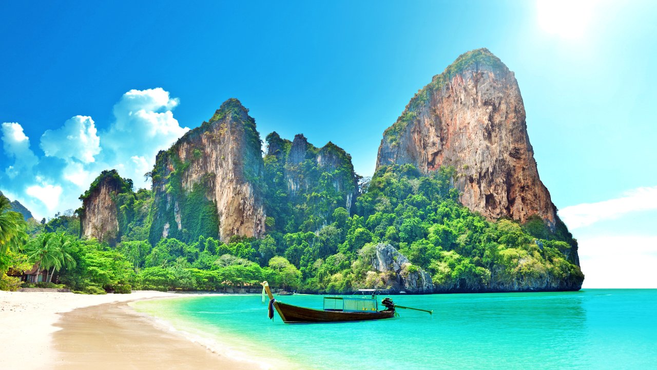 Обои море, пляж, лодка, отдых, таиланд, тропики, sea, beach, boat, stay, thailand, tropics разрешение 2560x1600 Загрузить