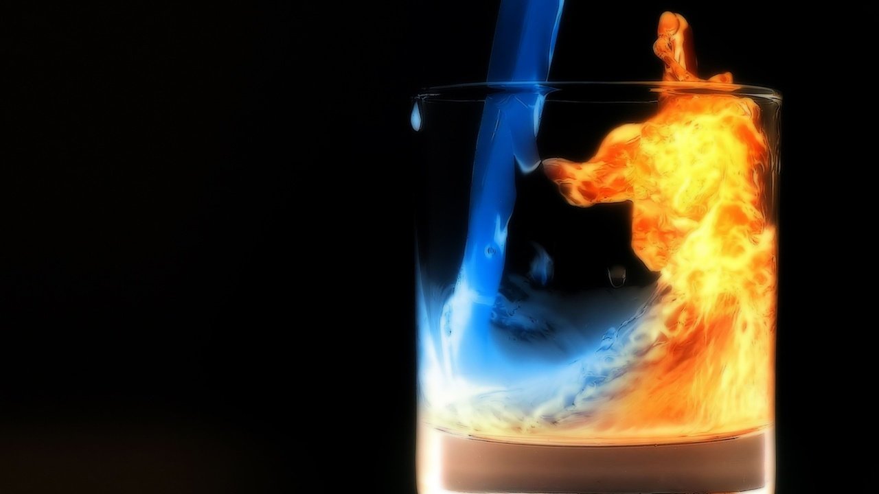 Обои вода, огонь, стакан, water, fire, glass разрешение 1920x1080 Загрузить
