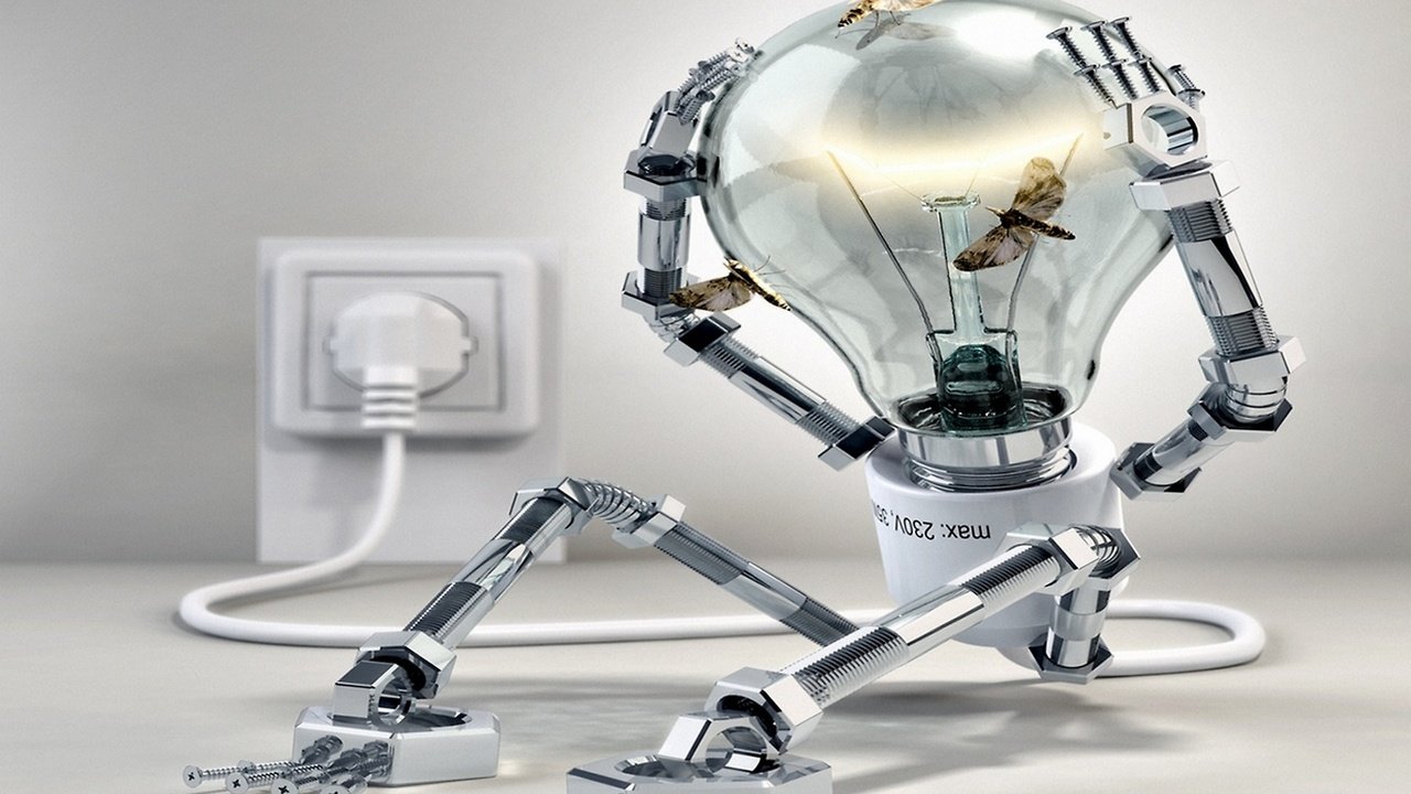 Обои лампочка робот, light bulb robot разрешение 2560x1440 Загрузить