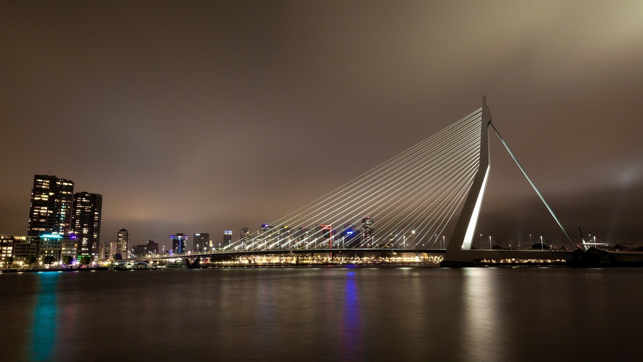 Обои ночь, нидерланды, роттердам, городской пейзаж, cityscapes, the netherlands, ноч, night, netherlands, rotterdam, the urban landscape разрешение 1920x1080 Загрузить