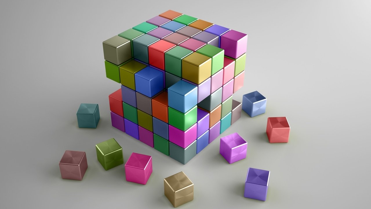 Обои разноцветные, кубики, квадраты, cg, 3д, colorful, cubes, squares, 3d разрешение 2560x1600 Загрузить